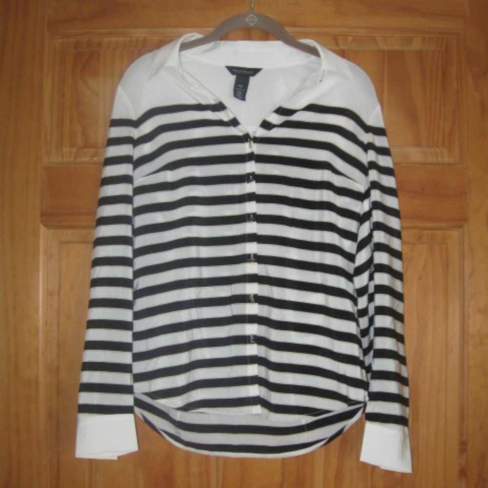 White House Black Market Silk Button Up Blouse